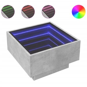 vidaXL Table basse avec LED gris béton 50x50x30 cm bois d'ingénierie