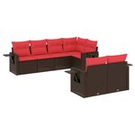 vidaXL Salon de jardin avec coussins 7 Pièces marron résine tressée