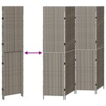 Paravent vidaXL 4 panneaux pliable gris 195x180 cm en poly rotin