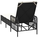 vidaXL Chaise Longue Noir et crème PE Rattan 157 x 55 x 92 cm
