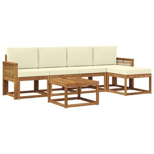 vidaXL Ensemble de canapés d'extérieur 6 pc Naturel et Crème Polyester