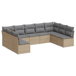 vidaXL Salon de jardin avec coussins 9 Pièces beige résine tressée