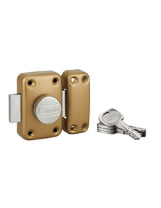 THIRARD - Verrou à bouton Transit 2 pour porte d'entrée  cylindre 75mm  4 clés  époxy or - THIRARD