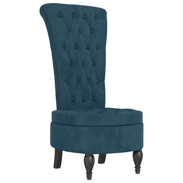 vidaXL Chaise à dossier haut bleu velours conception de bouton