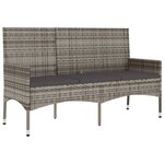 vidaXL Banc de jardin à 3 places avec coussins Gris Résine tressée