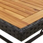 vidaXL Table de jardin Noir 109x107x74 cm Résine tressée bois massif