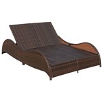 vidaXL Chaise longue double avec coussin Résine tressée Marron