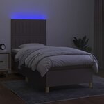 vidaXL Sommier à lattes de lit et matelas et LED Taupe 100x200cm Tissu