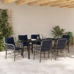 vidaXL Ensemble de salle à manger pour jardin 7 Pièces Gris et Noir Rotin