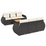 vidaXL Salon de jardin 7 Pièces avec coussins noir résine tressée