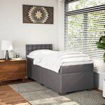 vidaXL Sommier à lattes de lit avec matelas Gris 90x190 cm Similicuir