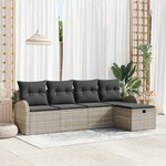 vidaXL Ensemble de canapé de jardin 5 Pièces Gris clair Poly rotin