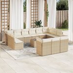 vidaXL Salon de jardin avec coussins 14 Pièces beige résine tressée