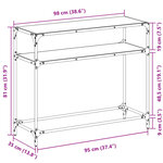 vidaXL Table console avec dessus en verre noir 98x35x81 cm acier