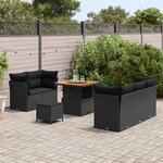 vidaXL Ensemble de canapé de jardin avec coussin 8 Pièces Noir