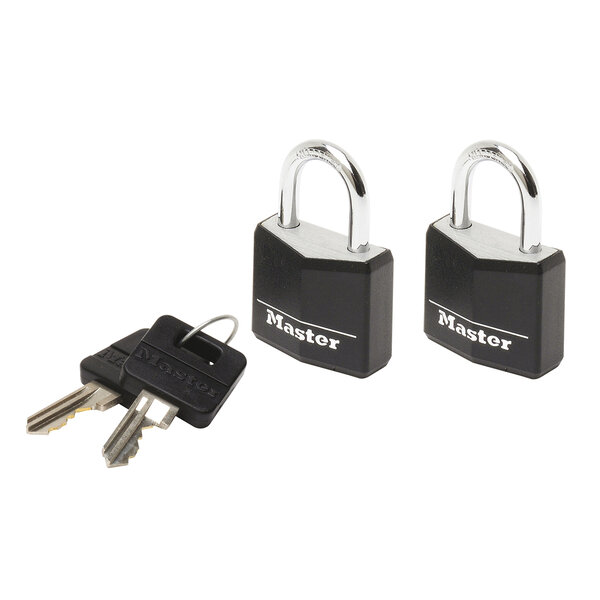 Lot de 2 Cadenas à Clé en Aluminium Massif recouvert de Vinyle  noir  2 x 3 4 x 1 4 cm