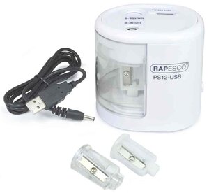 Taille-crayon électrique double PS12-USB, blanc RAPESCO