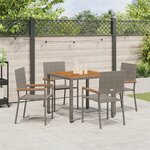 Ensemble de salle à manger jardin 5 pièces gris poly rattan vidaXL