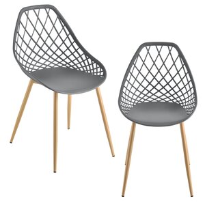 Set de 2 chaises de salle à manger siège en plastique 83 cm gris 03_0006038