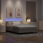 vidaXL Lit à ressorts avec matelas avec LED Taupe 140 x 190 cm tissu