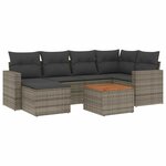vidaXL Salon de jardin avec coussins 7 Pièces gris résine tressée