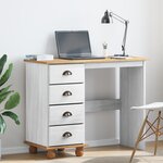 vidaXL Bureau "ASKIM" avec tiroirs Blanc 95x40x75 cm en Bois Massif de Pin