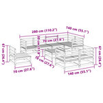 vidaXL Salon de jardin 9 Pièces bois de pin imprégné