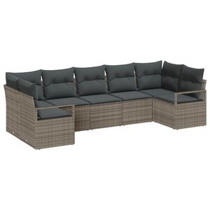 vidaXL Ensemble de canapé de jardin avec coussin 7 Pièces Gris