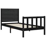 vidaXL Cadre de lit avec tête de lit noir petit simple bois massif