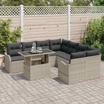 vidaXL Ensemble de canapé de jardin 9 Pièces Gris clair Poly rotin