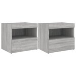 vidaXL Tables de chevet avec lumières LED 2 Pièces sonoma gris 50x40x45cm
