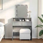 vidaXL Coiffeuse avec LED gris béton 80x41x144 5 cm
