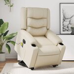 vidaXL Fauteuil inclinable de massage électrique crème similicuir