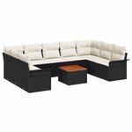 vidaXL Ensemble de canapé de jardin avec coussin 10 Pièces Noir et Crème