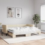 vidaXL Lit de jour avec gigogne sans matelas crème 90x200 cm