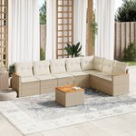 vidaXL Salon de jardin avec coussins 8 Pièces beige résine tressée