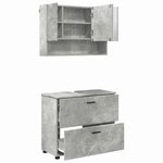 vidaXL Ensemble de mobilier de salle de bain 2 Pièces Gris béton