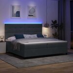 vidaXL Lit à ressort LED avec matelas Gris foncé 200 x 200 cm Velours
