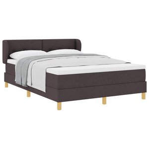 vidaXL Lit à ressorts avec matelas Marron foncé 160 x 200 cm tissu