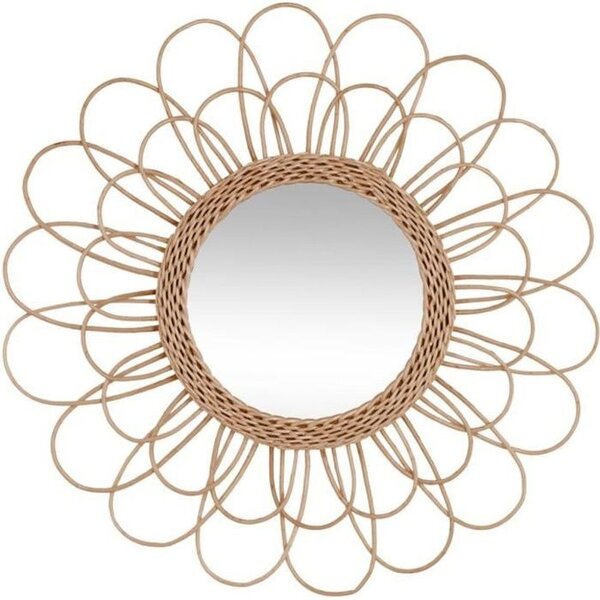 Miroir fleur en rotin - Ø 56 x Ep. 2,8 cm - Beige