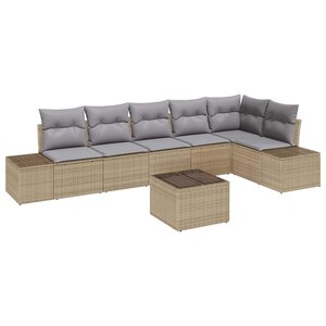 vidaXL Ensemble de canapé de jardin 7 Pièces Beige  Gris clair