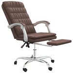 Chaise fauteuil siège pivotante de inclinable de bureau informatique étude similicuir brun 02_0024255