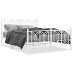 vidaXL Cadre de lit métal avec tête de lit/pied de lit blanc 140x190cm