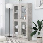 vidaXL Armoire à vitrine Gris béton 82 5x30 5x150 cm Bois d'ingénierie