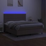 vidaXL Sommier à lattes de lit et matelas et LED Taupe 180x200cm Tissu