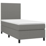 vidaXL Sommier à lattes de lit et matelas et LED Gris foncé 100x200 cm