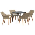 vidaXL Ensemble de salle à manger de jardin 5 pièces Beige en poly rotin