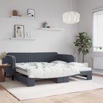 vidaXL Lit de jour avec gigogne sans matelas gris foncé 100x200 cm