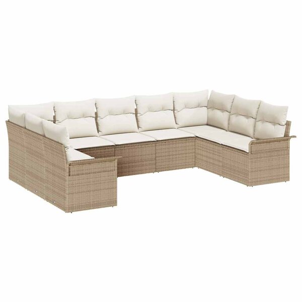 vidaXL Ensemble de canapé de jardin avec coussin Beige polyrotin