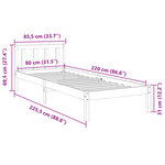 vidaXL Cadre de lit extra long sans matelas 80x220 cm bois massif pin